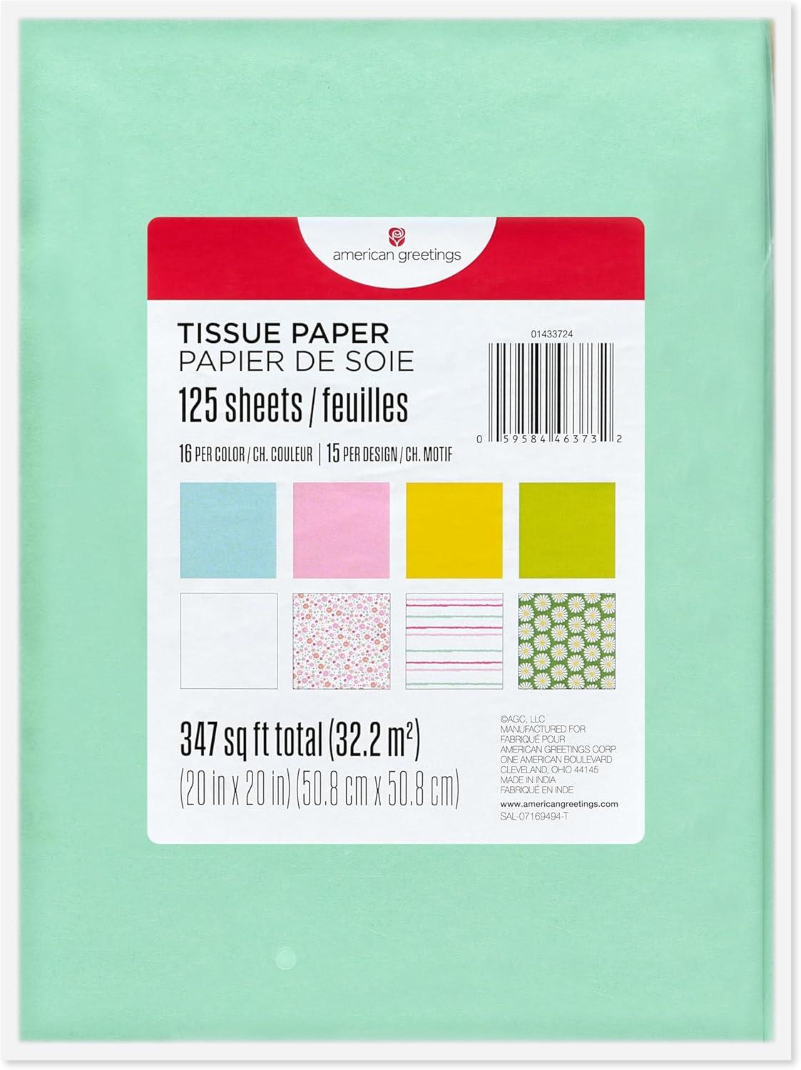 image:imageAmerican Greetings 125 Sheet 20 in x 20 in Bulk Multicolor and Floral Tissue Paper for Gift Bags Crafts Birthday Wedding Bridal Shower Baby Shower Floral amp StripesMulticolor and Floral Tissue Paper