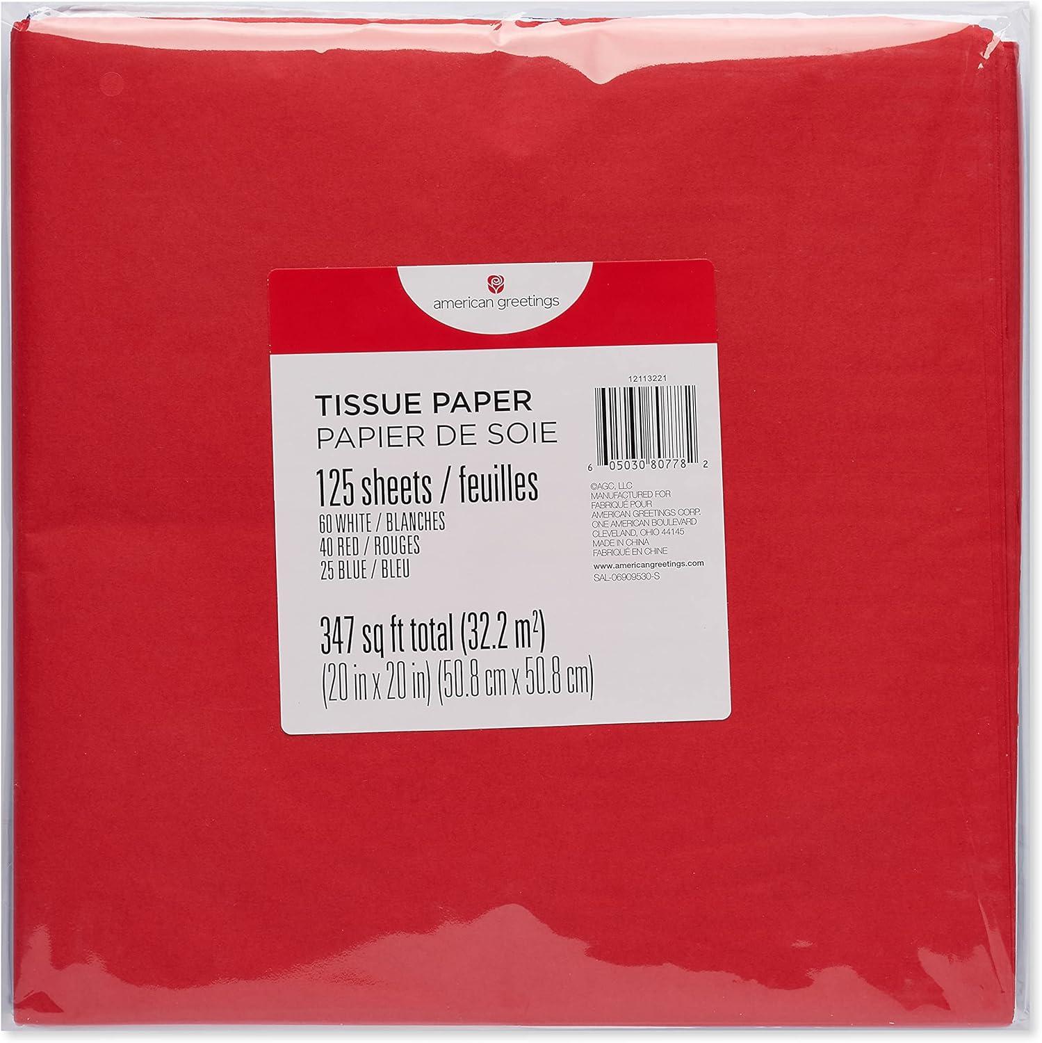 image:imageAmerican Greetings 125 Sheets 20 in x 20 in Bulk Red White and Blue Tissue Paper for All Occasions
