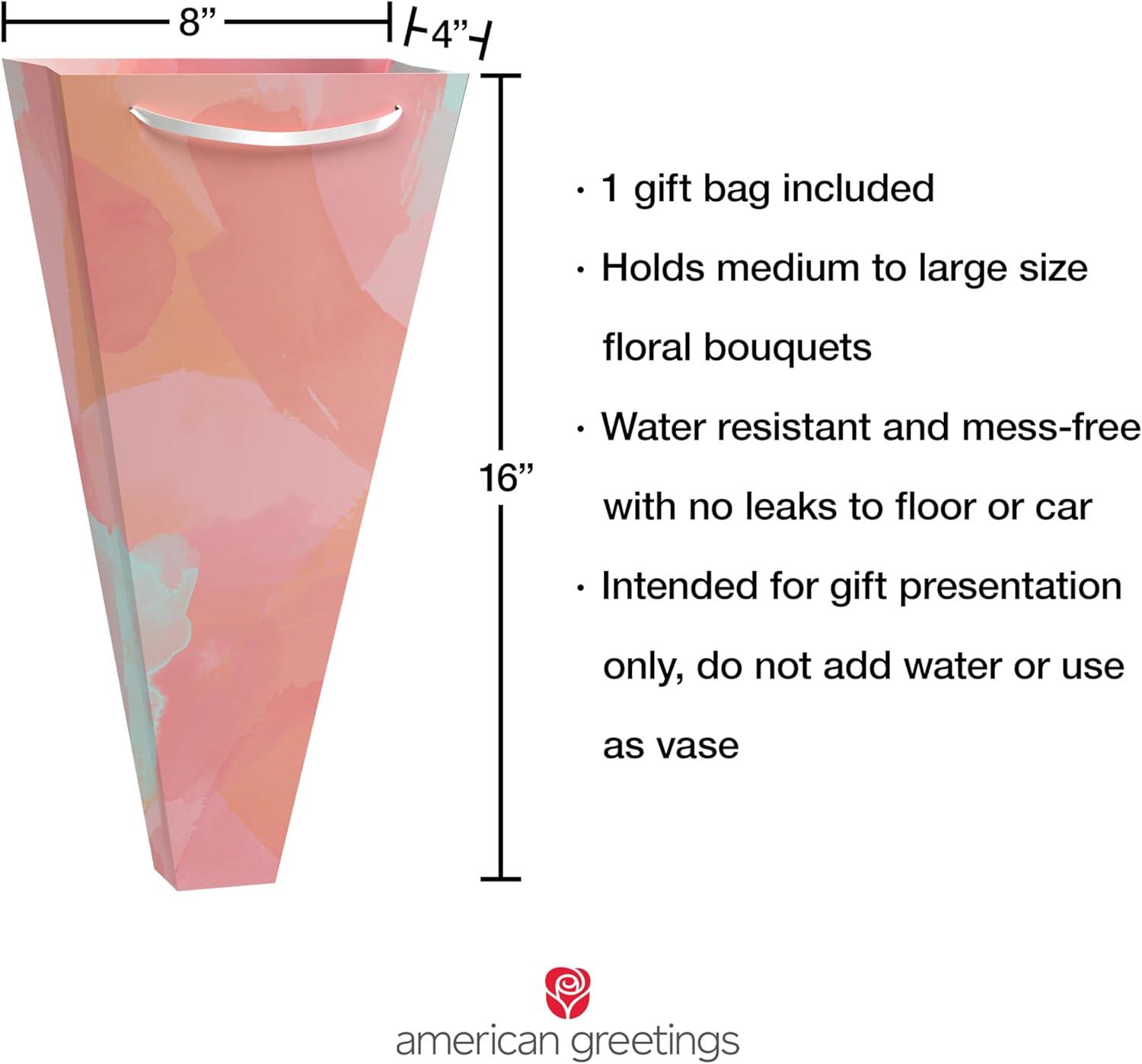 image:imageAmerican Greetings Gift Bag for Floral Bouquet with Handles for All Occasion HeartsBrushstroke