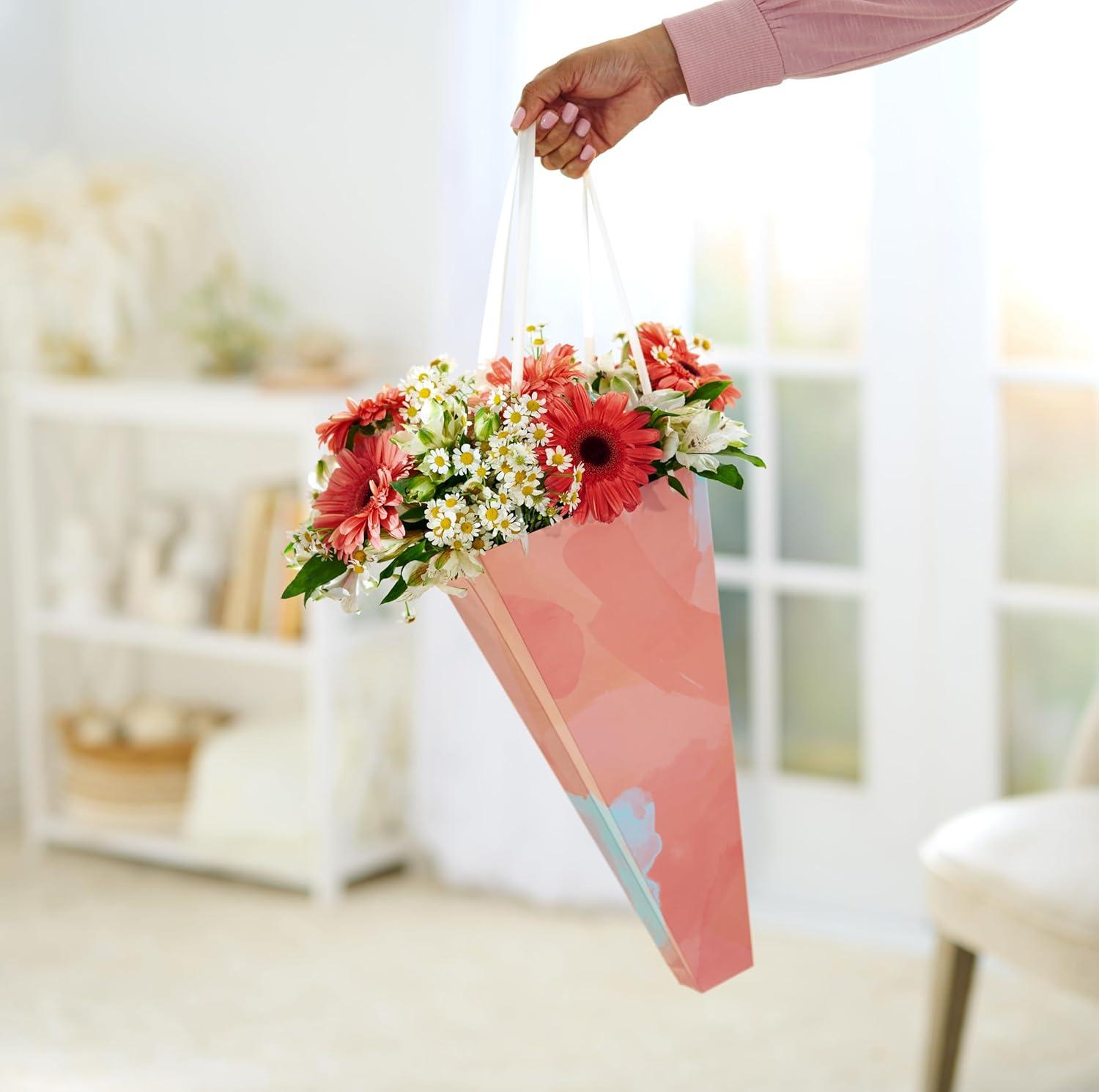 image:imageAmerican Greetings Gift Bag for Floral Bouquet with Handles for All Occasion HeartsBrushstroke