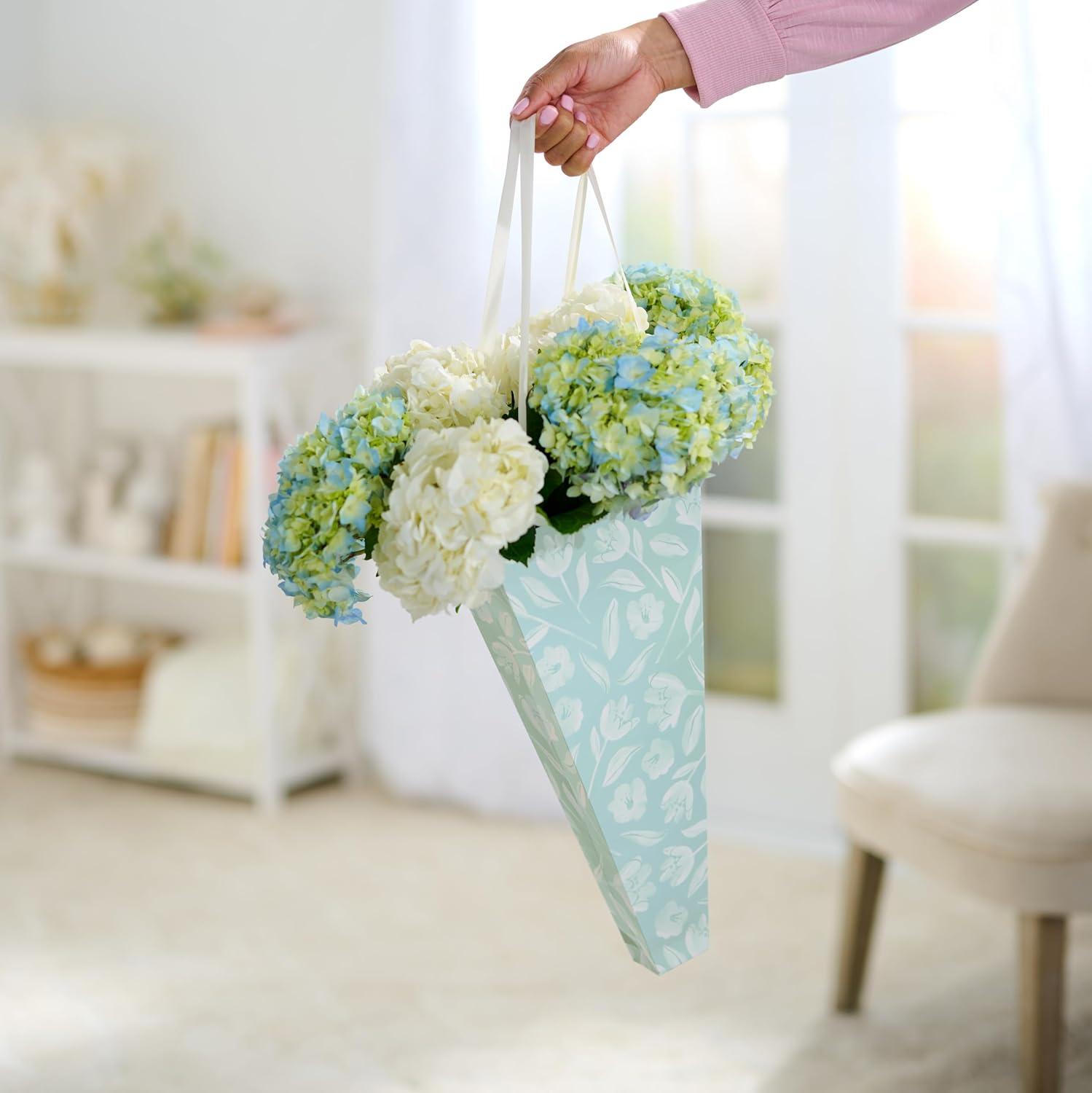 image:imageAmerican Greetings Gift Bag for Floral Bouquet with Handles for All Occasion HeartsGreen Floral