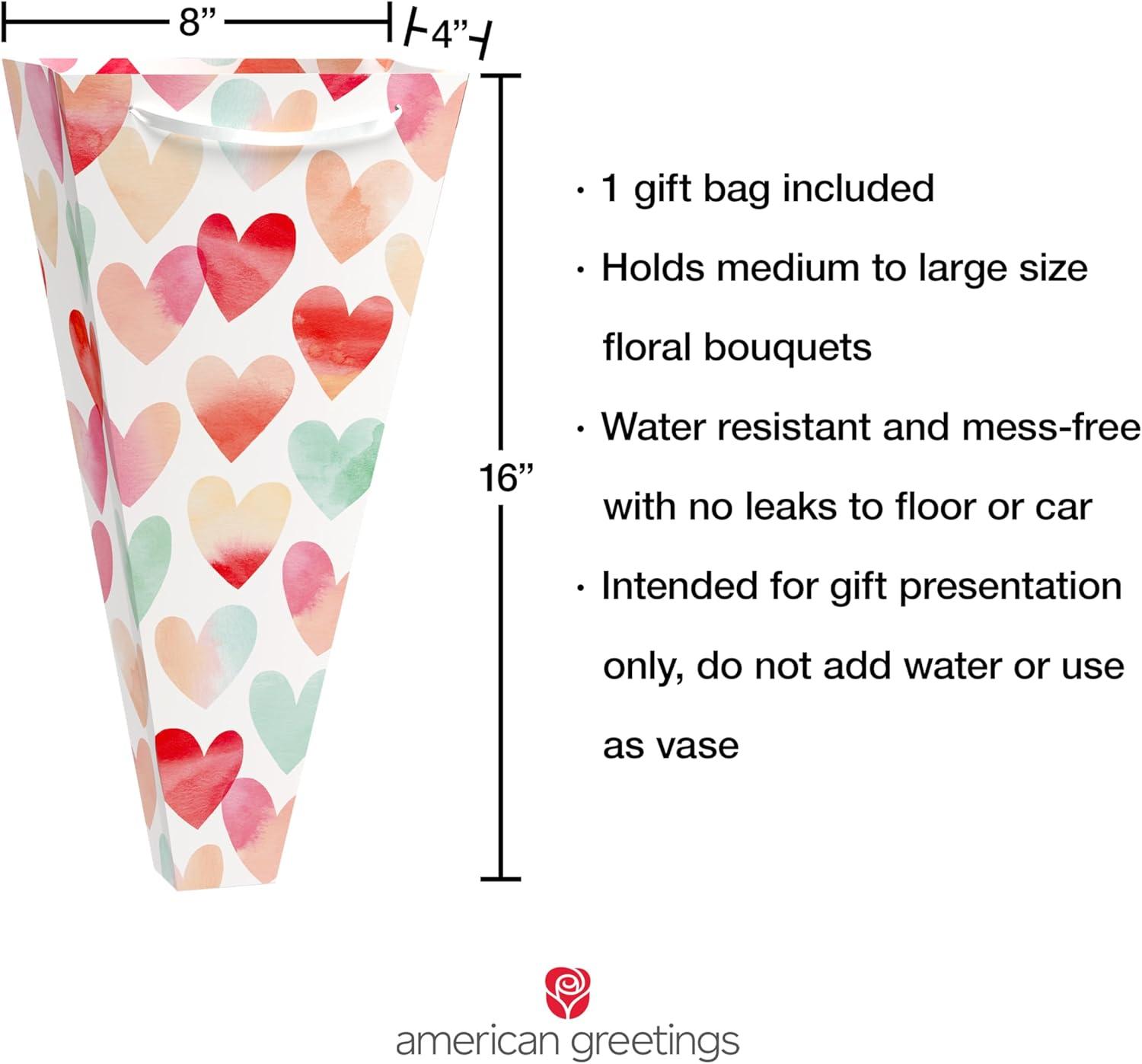 image:imageAmerican Greetings Gift Bag for Floral Bouquet with Handles for All Occasion HeartsHearts