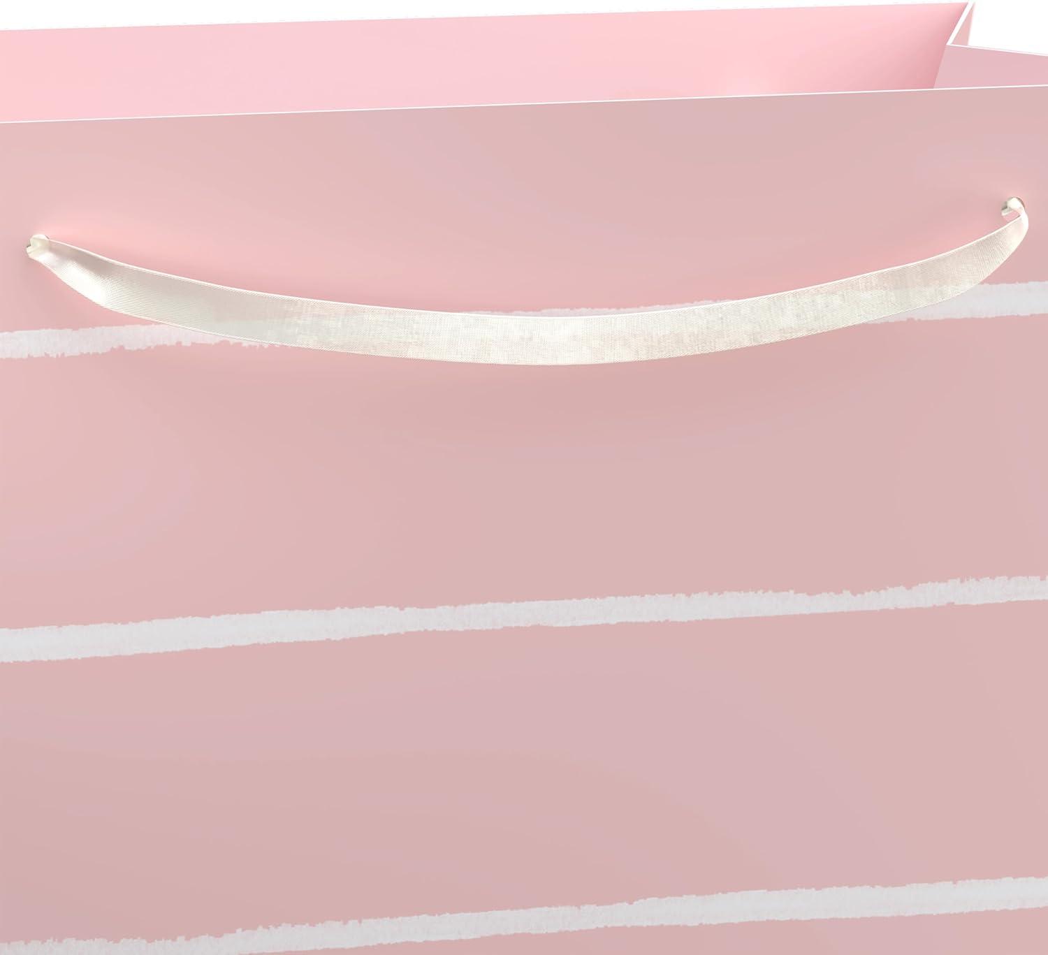 image:imageAmerican Greetings Gift Bag for Floral Bouquet with Handles for All Occasion HeartsPink Stripes