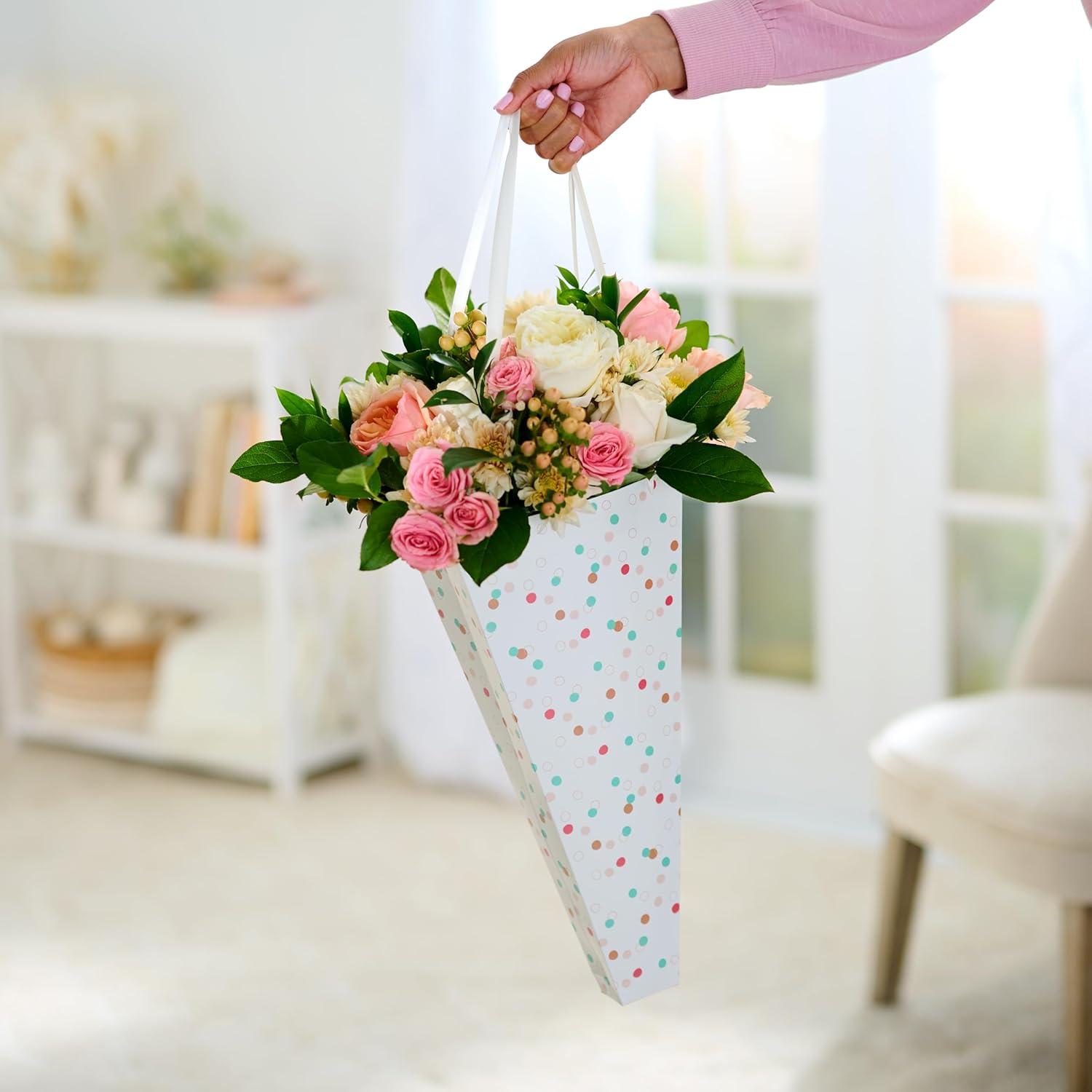 image:imageAmerican Greetings Gift Bag for Floral Bouquet with Handles for All Occasion HeartsPolka Dots