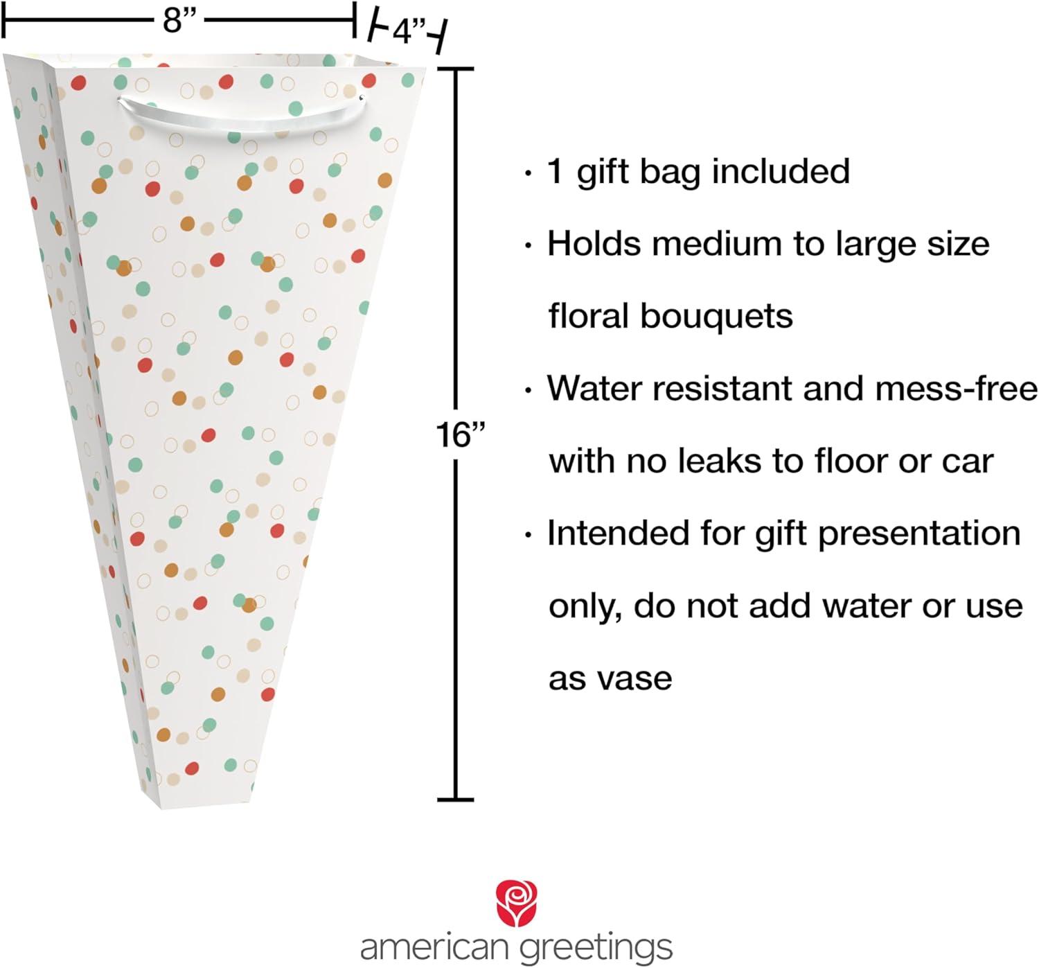 image:imageAmerican Greetings Gift Bag for Floral Bouquet with Handles for All Occasion HeartsPolka Dots