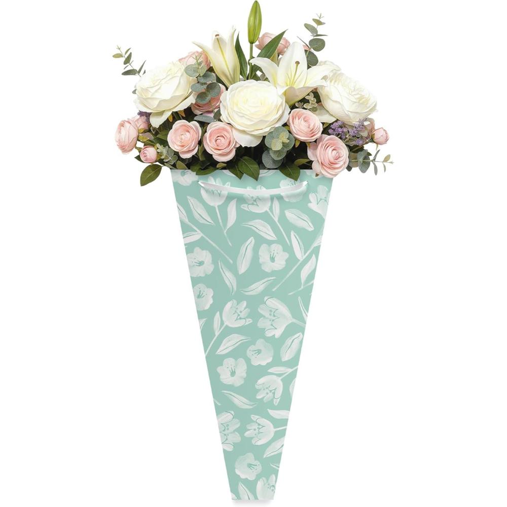 image:imageAmerican Greetings Gift Bag for Floral Bouquet with Handles for All Occasion HeartsGreen Floral