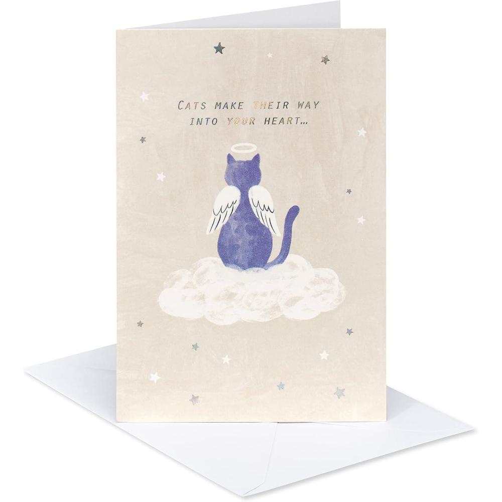 image:imageAmerican Greetings Sympathy Card for Loss of Cat Peace and ComfortCat with Halo and rainbow
