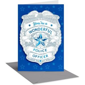American Greetings EMTs Thank You, First Responder Appreciation Card (Heartfelt Appreciation)(Police Shield)