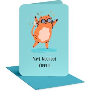 American Greetings Funny Thank You Card, Silly Gratitude Card (Happy Dance)(Dancing Cat)