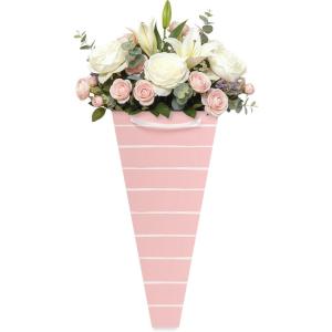 American Greetings Gift Bag for Floral Bouquet with Handles for All Occasion, Hearts(Pink Stripes)