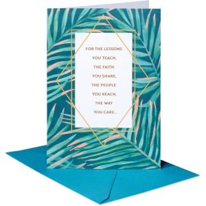 American Greetings Religious Thank You Card for Clergy Appreciation (Blessings of Heaven)(Palm Leaves)