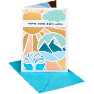 American Greetings Religious Thank You Card for Clergy Appreciation (Blessings of Heaven)(Sun Mountain Tree)