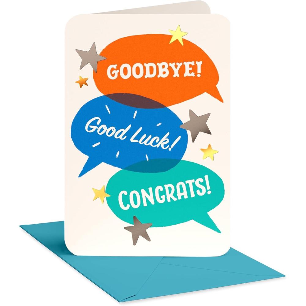 image:imageAmerican Greetings Going Away Goodbye Card Farewell and Good Luck Card for Coworker Friends or Family Miss YouWord Bubbles w Stars