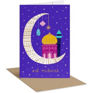 American Greetings Congrats Card for Eid (Peace and Prosperity)(Moon with Mosque)