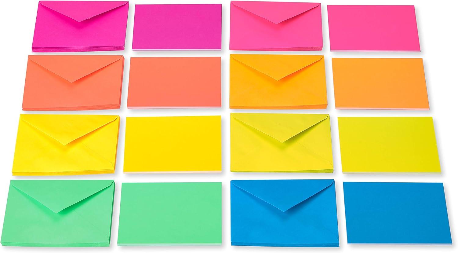 imageAmerican Greetings Lot de 100 cartes vierges panneau unique avec enveloppes couleurs terreCouleurs arcenciel fluo