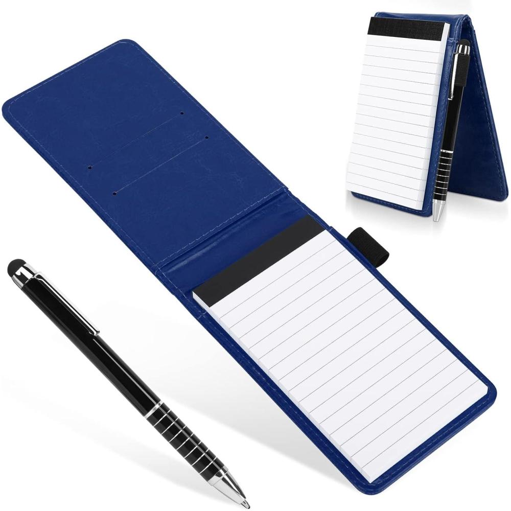 imageCyiecw Mini carnet de notes de poche A7 en cuir synthtique Mini blocnotes A7 Petit blocnotes en cuir avec stylo Mini blocnotes de poche pour activits de plein air vert foncBleu