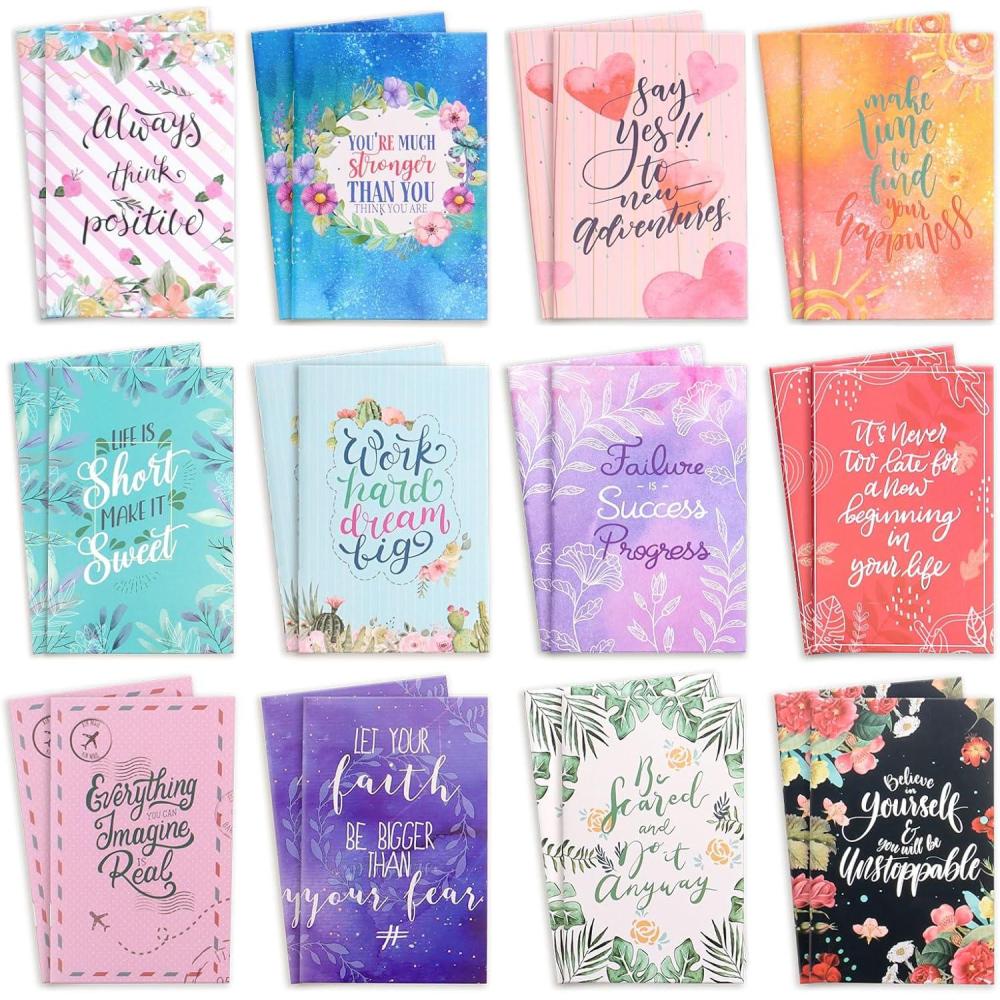 imageJIASIampampJIESY 24 Pices Petit Carnet de Notes de Poche 125 x 8 cm Petit Cahier Mini Bloc Note de Motivation pour le Bureau Lcole la Maison