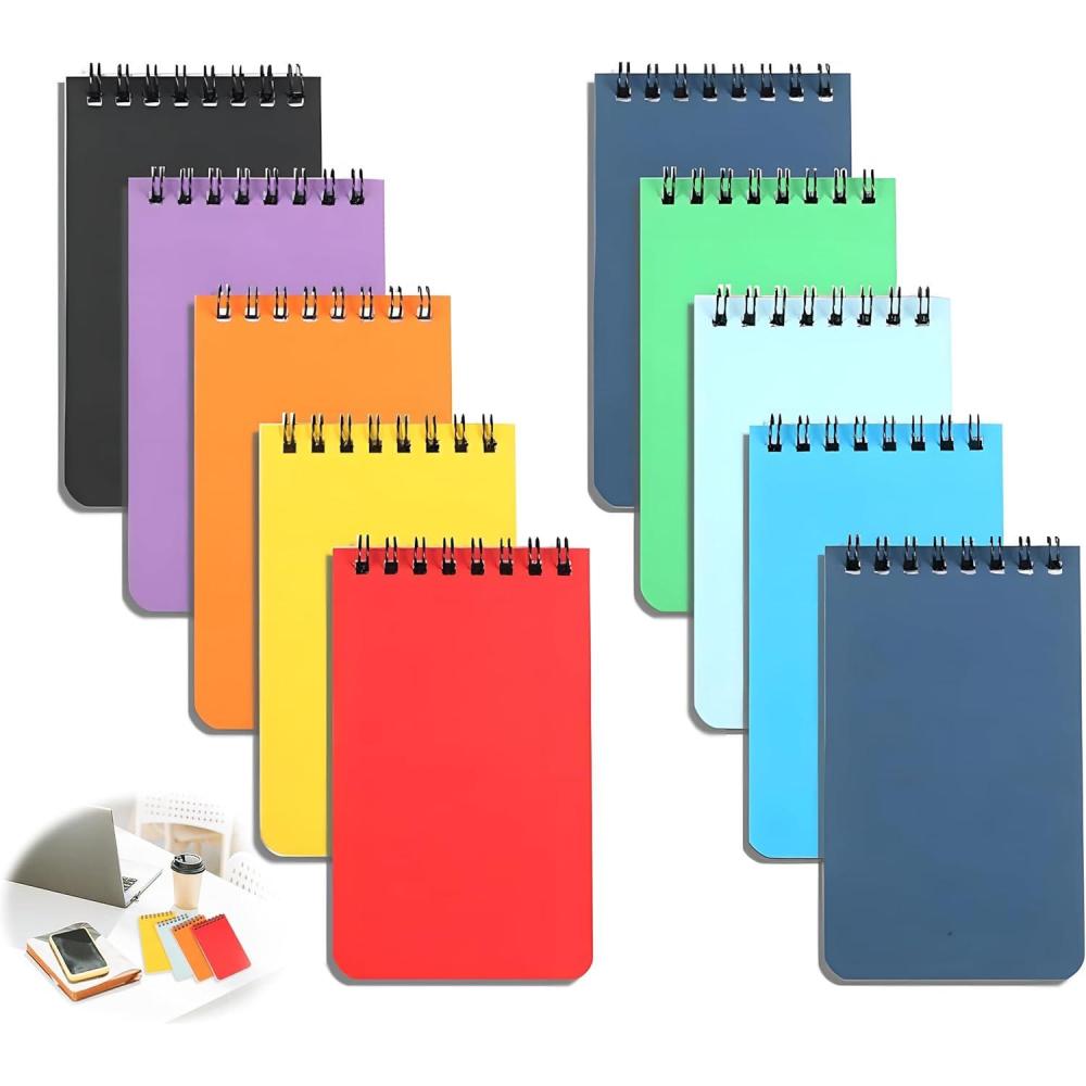 imageLot de 10 Petit Carnet de Notes de Poche A7 Mini Carnets Spirale Blocnotes Petit Carnet de Poche Lign 25 Pages pour Mmos en Dplacement Journal Liste de Courses cole Voyages75x126cm