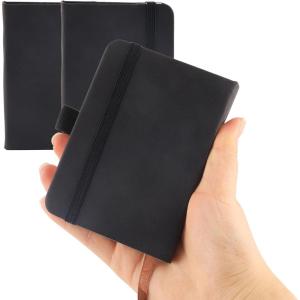 2 Carnets de Notes de Poche, A7 Petit Carnet de Notes, Fermeture Élastique Carnet de Poche en Cuir PU, Mini Journal de Poche Petit carnet en cuir noir pour Écriture, Journaux et Dessins