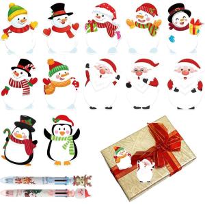 240 Feuilles Notes Adhésives, Mini Notes Autocollantes de Noël, Blocs de Notes Adhésives, Bloc-Notes de Noël avec 2 Stylos à Bille de Noël à 6 Couleurs pour École Bureau Étudiants