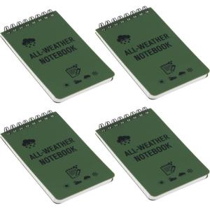 4 Pièces Carnets Étanches, 3×5 Pouces Imperméables Bloc Notes de Poche, Bloc-Note de Poche Tactique Étanche Tous Temps bloc-Notes à Spirale Mini pour Activités de Plein Air(Vert)