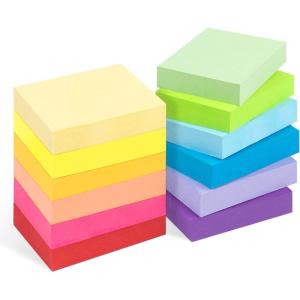 Agoer 1200 Feuillets Notes Super Sticky Notes,50 x 38mm Notes Autocollantes de 12 Couleurs Vive, 12 Blocs Mini Notes Adhésives Réutilisables, Petits Sticky Memo Pads pour le Bureau et La Maison(Multicolore – 12 Blocs)
