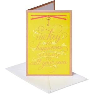 American Greetings Carte de vœux humoristique avec feuille d&rsquo;aluminium. Carte « Key to Happiness New Home ».(Carte « Key to Happiness New Home ».)
