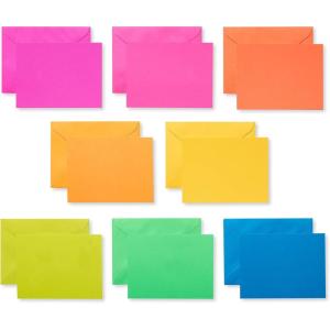 American Greetings Lot de 100 cartes vierges à panneau unique avec enveloppes, couleurs terre(Couleurs arc-en-ciel fluo)