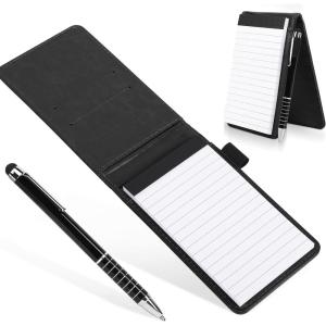 Cyiecw Mini carnet de notes de poche A7 en cuir synthétique – Mini bloc-notes A7 – Petit bloc-notes en cuir avec stylo – Mini bloc-notes de poche pour activités de plein air (vert foncé)(Noir)