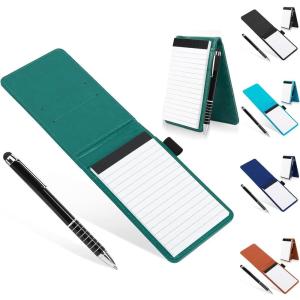 Cyiecw Mini carnet de notes de poche A7 en cuir synthétique – Mini bloc-notes A7 – Petit bloc-notes en cuir avec stylo – Mini bloc-notes de poche pour activités de plein air (vert foncé)(vert foncé)