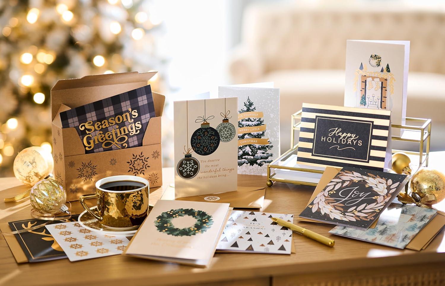 imageAmerican Greetings Lot de 25 cartes de Nol avec enveloppes motifs dhiver traditionnels