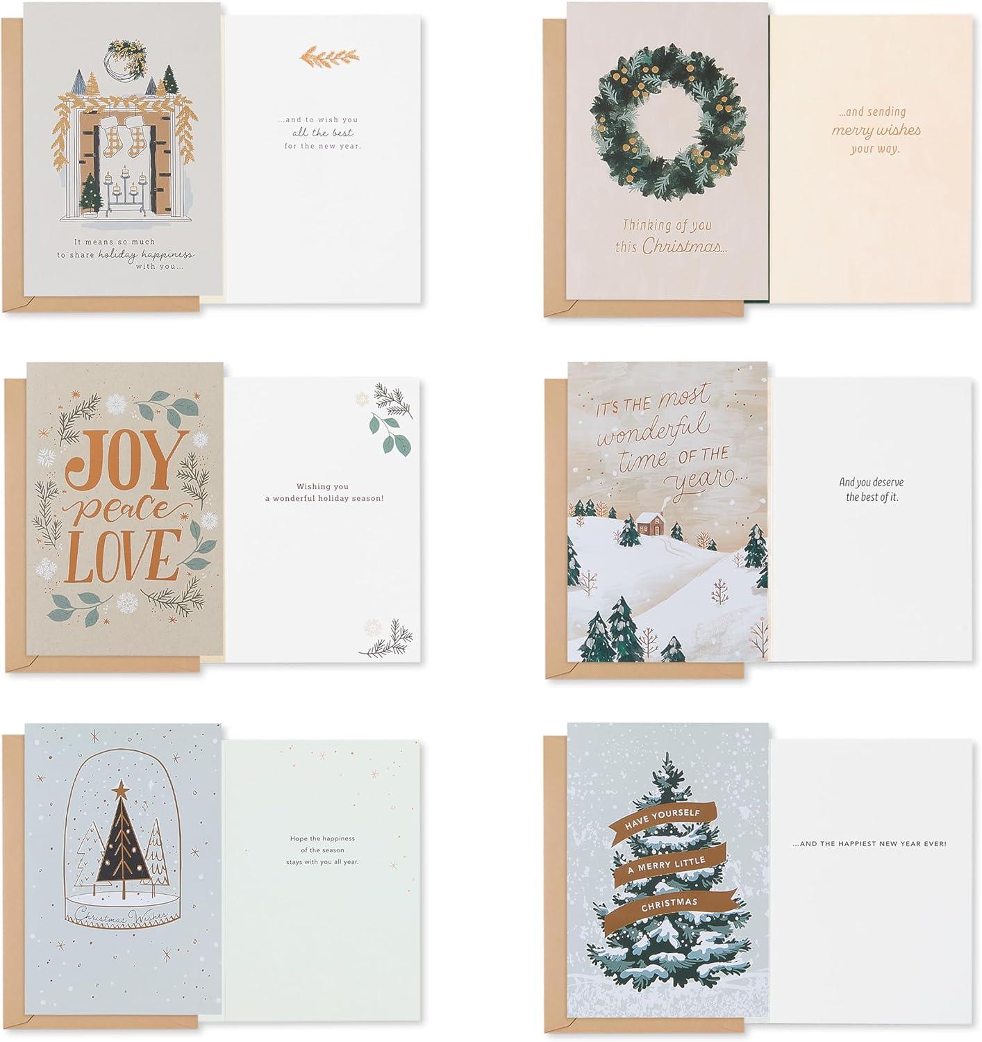 imageAmerican Greetings Lot de 25 cartes de Nol avec enveloppes motifs dhiver traditionnels