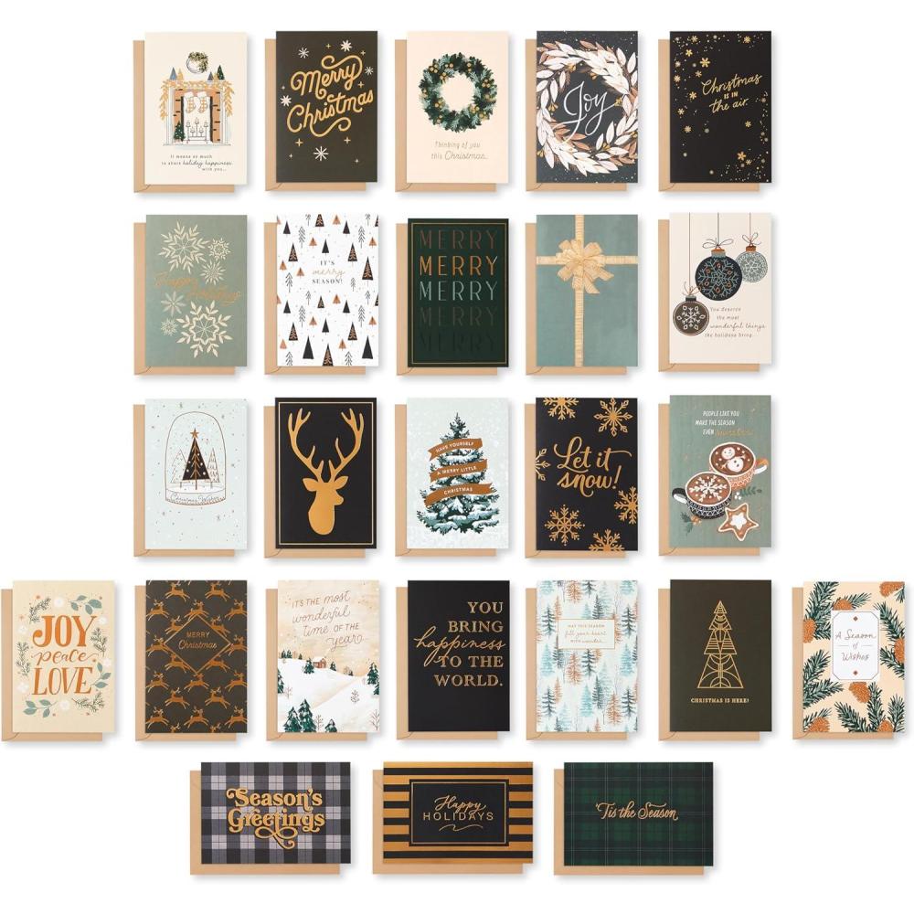 imageAmerican Greetings Lot de 25 cartes de Nol avec enveloppes motifs dhiver traditionnels