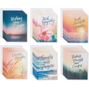 American Greetings Lot de 12 Cartes pour condoléances, avec enveloppes, (français non garanti), motifs floraux(Nature)