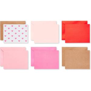 UK Greetings | Lot de 200 cartes vierges à panneau unique | Fournitures de fabrication de cartes | Arts et travaux manuels | Designs lumineux | Avec enveloppes | 10,2 x 13 cm(Rouge/rose/blanc/kraft)