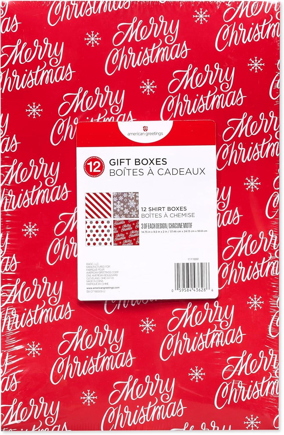 imageAmerican Greetings Botes cadeaux de Nol motifs de Nol rouges blancs et argents 12 botes 457 x 33 cmLot de 12 botes chemises de Nol Rougeargent