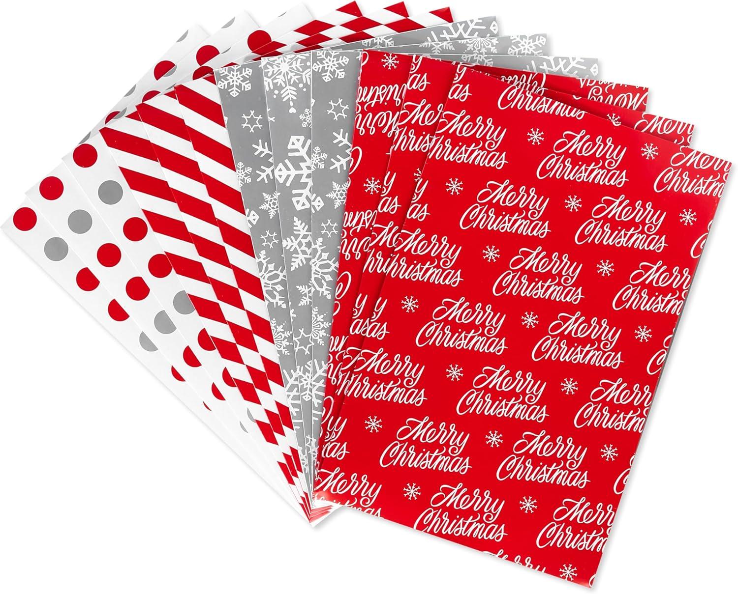 imageAmerican Greetings Botes cadeaux de Nol motifs de Nol rouges blancs et argents 12 botes 457 x 33 cmLot de 12 botes chemises de Nol Rougeargent