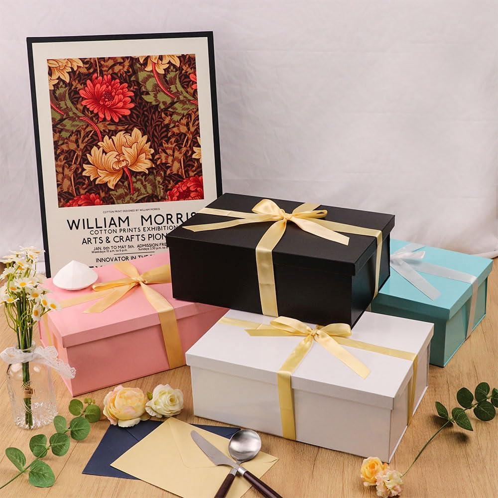 imageBote Cadeau Bleu 31x21x11 cm Boite cadeau vide boite cadeau anniversaire marriage 1 Pices contenirRuban Papier De Soie Enveloppes et cartesBlanc 2Pcs