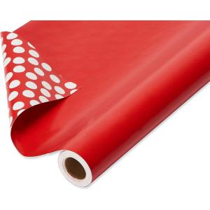 American Greetings 6399380 Rouleau de papier cadeau réversible pour la Saint Valentin Noir à carreaux et à pois 175 m²(Points Rouges et Blancs Solides)