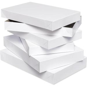 American Greetings Boîtes à chemises blanches avec couvercles pour Noël et toutes les fêtes (6 boîtes, 37,5 x 24,1 cm)(Boîtes cadeaux blanches avec couvercles)