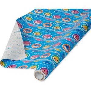 American Greetings Papier cadeau réversible pour toutes les occasions et anniversaire, Disney La Reine des Neiges (1 paquet, 7,5 m²)(Bébé requin)