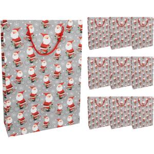 Idena 30350 – Boîtes cadeaux Père Noël sur vélo, 2 pièces, Boîtes cadeaux, Emballage cadeau Noël(1 unité (Lot de 10))