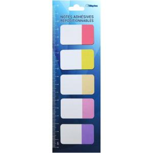 WAYTEX 200 Marque-pages adhésifs repositionnables plastifiés 10 couleurs soit 10 mini blocs de 20 sticky notes couleurs pastels 45 x 12 mm(100 Notes papier Gr. Format)
