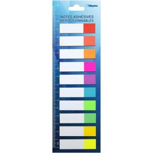 WAYTEX 200 Marque-pages adhésifs repositionnables plastifiés 10 couleurs soit 10 mini blocs de 20 sticky notes couleurs pastels 45 x 12 mm(200 Notes papier)