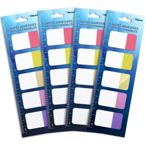 WAYTEX 200 Marque-pages adhésifs repositionnables plastifiés 10 couleurs soit 10 mini blocs de 20 sticky notes couleurs pastels 45 x 12 mm(400 Notes papier Gr. Format)
