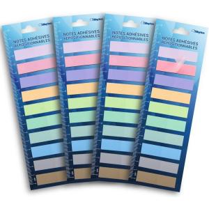 WAYTEX 200 Marque-pages adhésifs repositionnables plastifiés 10 couleurs soit 10 mini blocs de 20 sticky notes couleurs pastels 45 x 12 mm(800 Notes plastique)