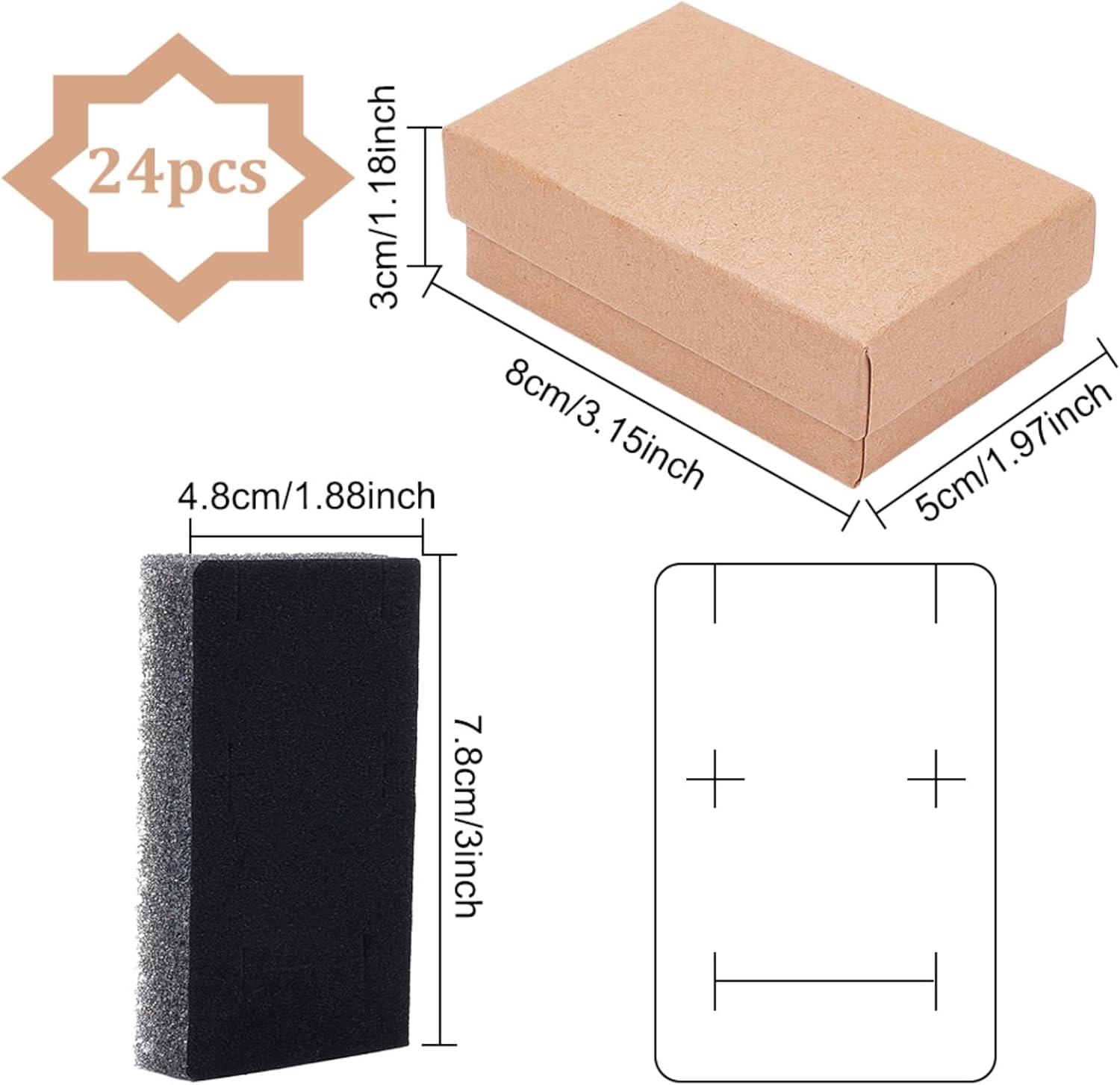 imageBENECREAT 6 Pack Black Collier Ring Gift Box 20x13x3cm Rectangle Carton Botes Bijoux Bote en Papier Kraft avec ponge pour Collier Boucle Doreille Studmarron