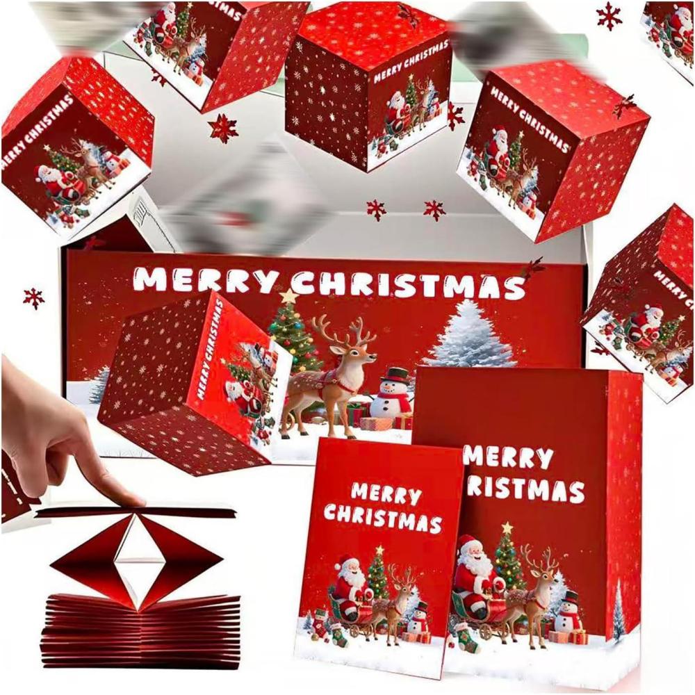 imageExplosion Bote Cadeau Surprise de Nol pour Argent Bote De Nol Rebondissant 10 Pices Boite Cadeau Enveloppe Pliage Rebond pour Lanniversaire Noel Anniversaire SaintValentinBa