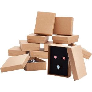 BENECREAT 6 Pack Black Collier Ring Gift Box 20x13x3cm Rectangle Carton Boîtes à Bijoux Boîte en Papier Kraft avec Éponge pour Collier, Boucle D&rsquo;oreille, Stud(Petit Ensemble de Bijoux)