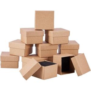 BENECREAT 6 Pack Black Collier Ring Gift Box 20x13x3cm Rectangle Carton Boîtes à Bijoux Boîte en Papier Kraft avec Éponge pour Collier, Boucle D&rsquo;oreille, Stud(Brun)